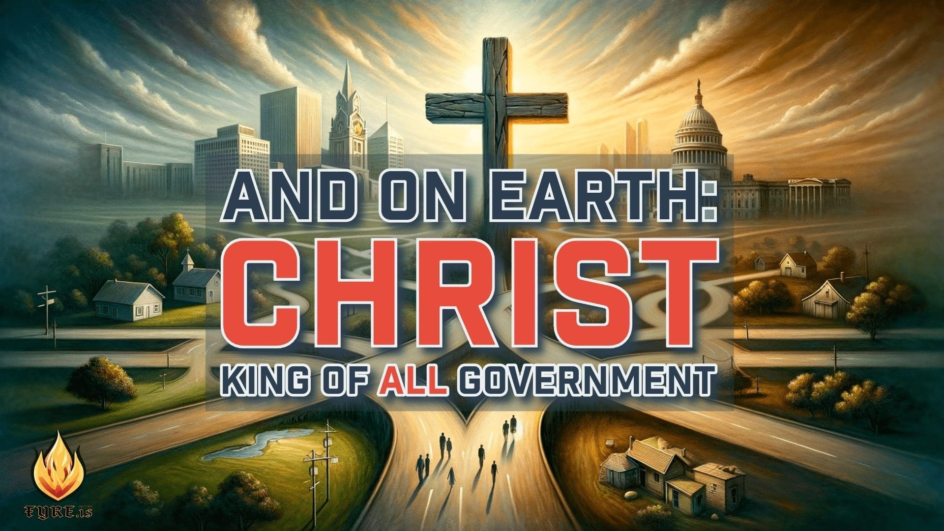 A cross set at the crossroads of the city, community, and city, representing Christ's supremacy in all things on Earth.
